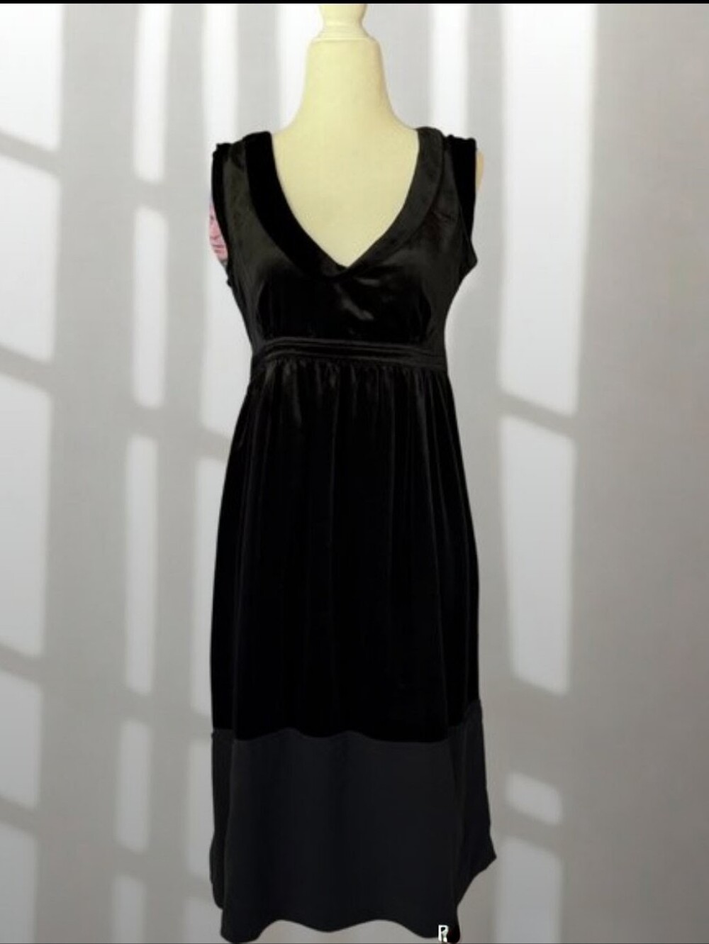 Vintage Burberry Black Velvet Midi Dress Size 6